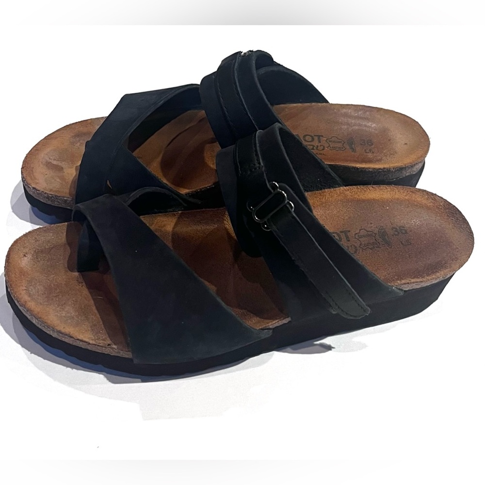 NAOT Jessica Black Nubuck (Suede) Leather Sandals Size 36/5.5